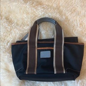 Coach mini Hamptons black nylon tote leather trim
